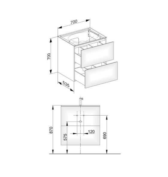 Keuco тумба подвесная под раковину с двумя выдвижными фронтами, edition 11, черный арт. 31342 570000
