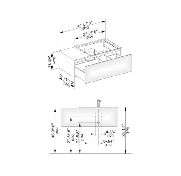 Keuco тумба подвесная под раковину справа с одним выдвижным фронтом, edition 11, табачный дуб арт. 31154 850000
