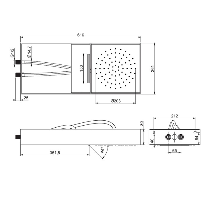 Fima Carlo Frattini верхний душ moove настенного монтажа в черной матовой раме, с каскадом, передвижной модуль подачи воды wellness, хром арт. f2992ncr
