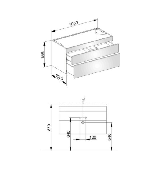 Keuco тумба подвесная под раковину с двумя фронтальными выдвижными ящиками, edition 400, дуб кашемир арт. 31551 870000
