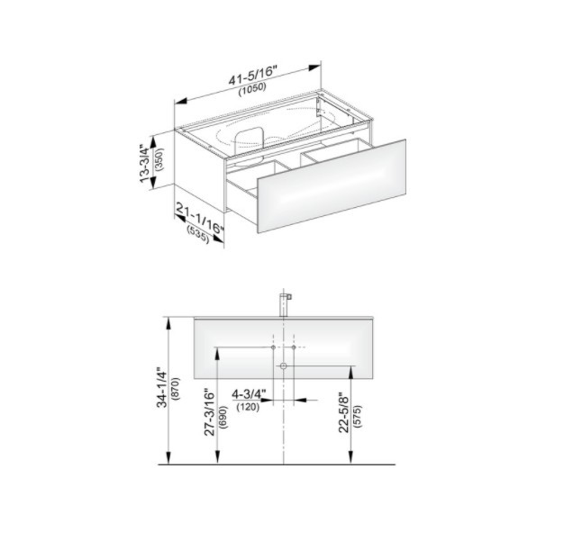 Keuco тумба подвесная под раковину с одним выдвижным фронтом, edition 11, трюфель арт. 31351 370000