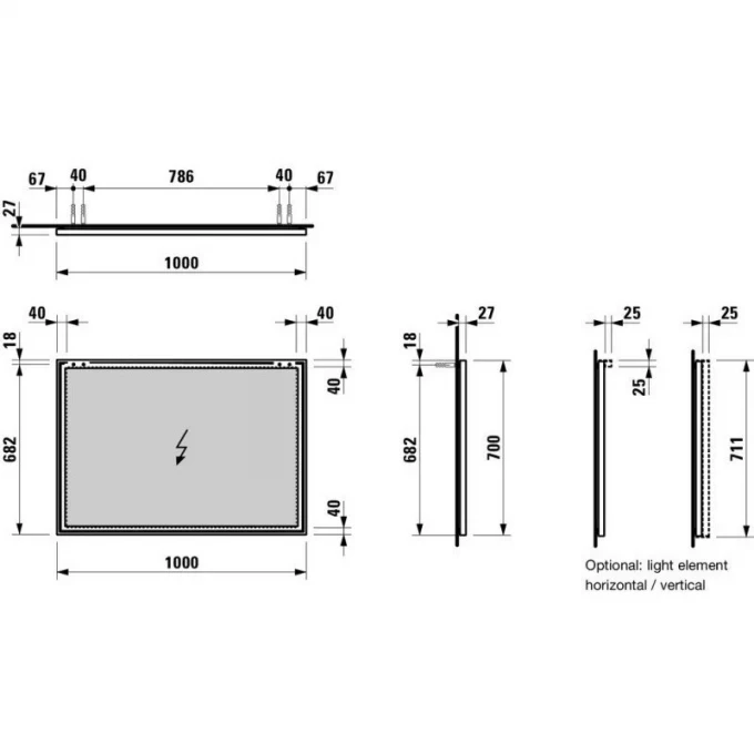 LAUFEN зеркало 25 100x70, FRAME - 4.4740.6.900.144.1