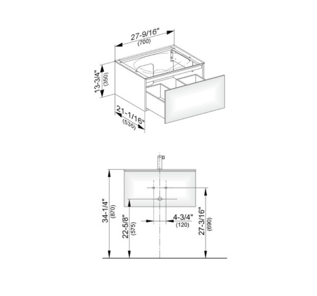 Keuco тумба подвесная под раковину с одним выдвижным фронтом, корпуc/фасад структурный лак, edition 11, антрацит арт. 31341 390000