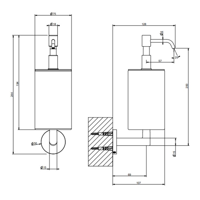 Gessi Дозатор для мыла настенный черный, Tondo, 63614#031 цвет: хром