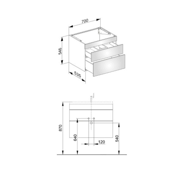 Keuco тумба подвесная под раковину с двумя фронтальными выдвижными ящиками, edition 400, белый арт. 31541 380000