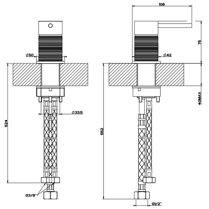 Gessi Рычаг удаленного управления, 316, 54305#707 цвет: brushed black metal pvd