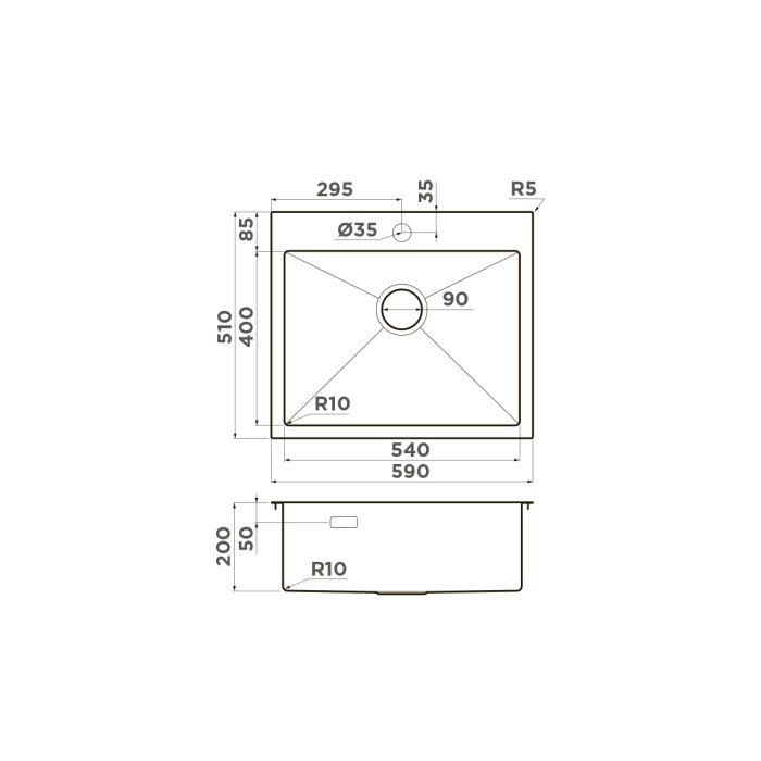 Omoikiri кухонная мойка Akisame 59, светлое золото арт. 4973082