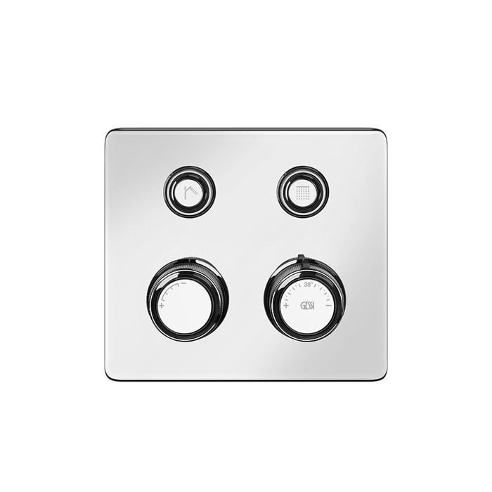 Gessi Смеситель для душа настенный встраиваемый, термостатический, с 2 запорными кнопками, Hi Fi Eclectic, 65232#031 цвет: хром