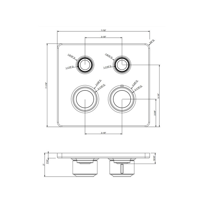 Gessi Смеситель для душа настенный встраиваемый, термостатический, с 2 запорными кнопками, Hi Fi Eclectic, 65232#031 цвет: хром