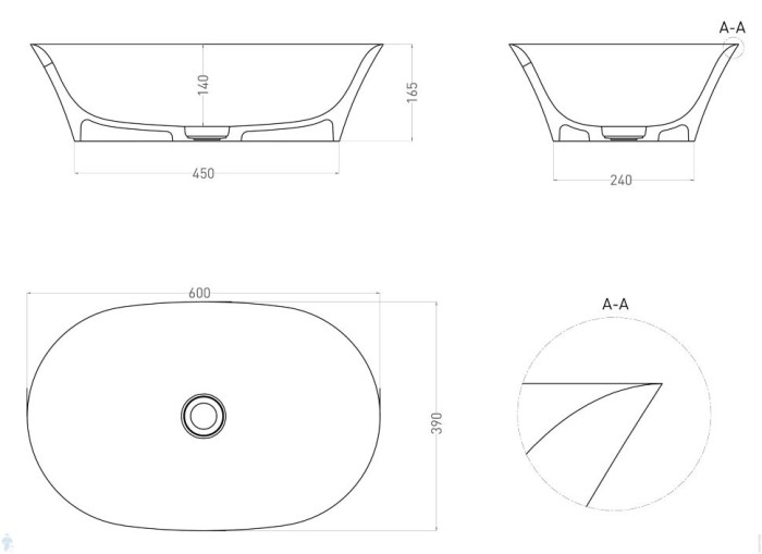 Salini раковина накладная 60x39, mona, 110811grh цвет: глянцевый белый