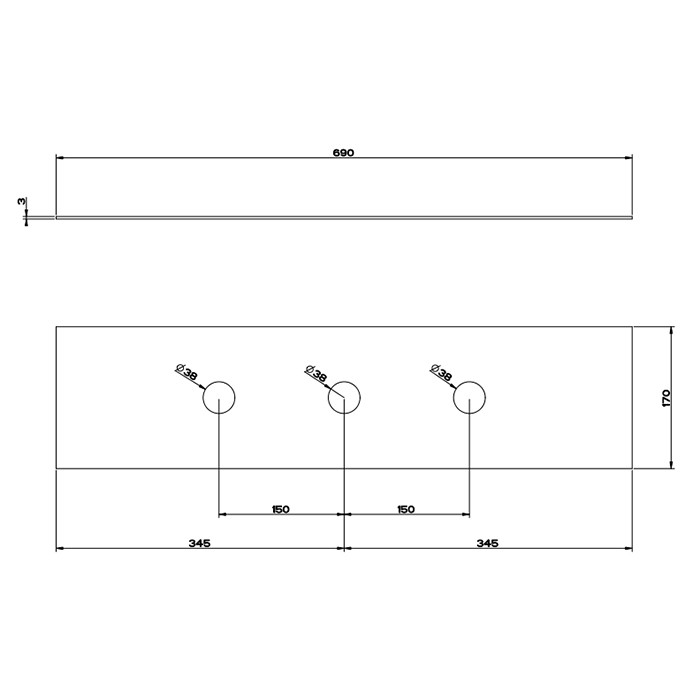 Gessi Пластина на 3 отверстия для монтажного бокса, 316, 54593#707 цвет: brushed black metal pvd