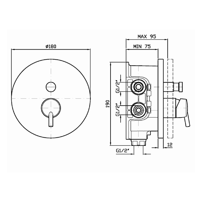 Zucchetti встроенный однорычажный смеситель для душа, для системы zeta, simply beautiful, хром арт. zsb096 r97800