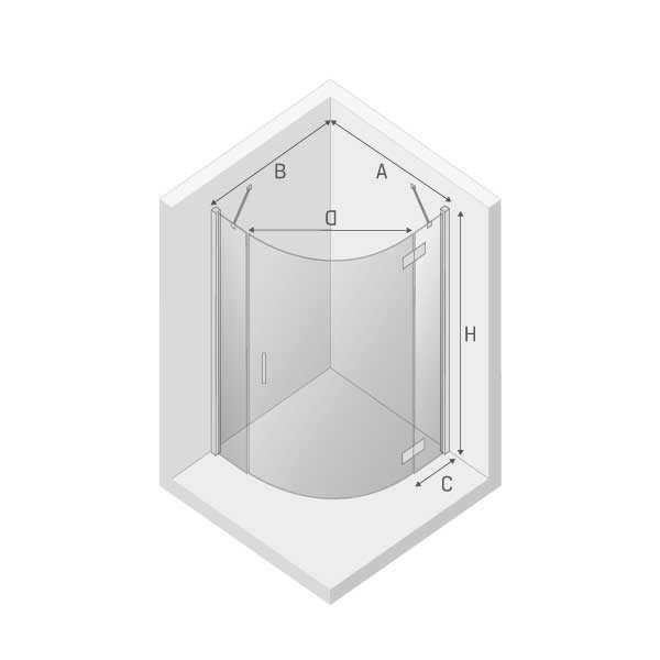 Душевое ограждение new merana r 90x90x195, New trendy New merana chrome, хром арт. K-0327