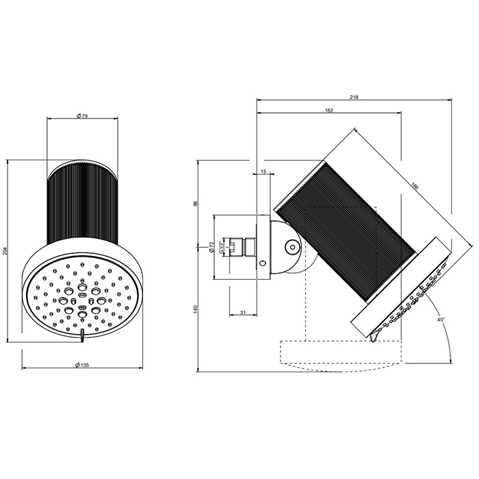Gessi Верхний душ d13.5см., с настенным креплением, 3 режима, 316, 57271#239 цвет: steel brushed