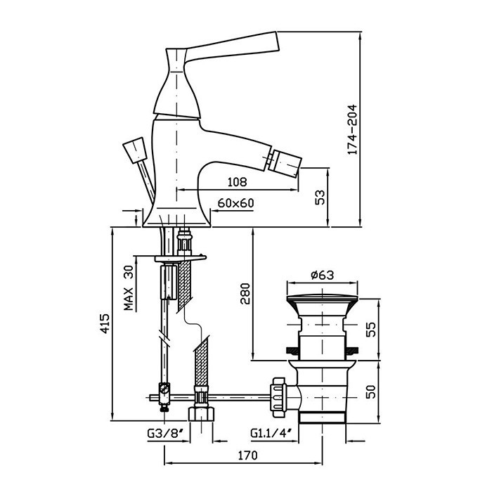Zucchetti смеситель для биде, на 1 отв., bellagio, золото арт. zp3343.c40
