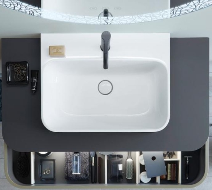 Duravit раковина встраиваемая сверху 600 мм х 460 мм, с переливом, с креплением, happy d.2 plus, 2360606100 цвет: белый/матовый антарцит