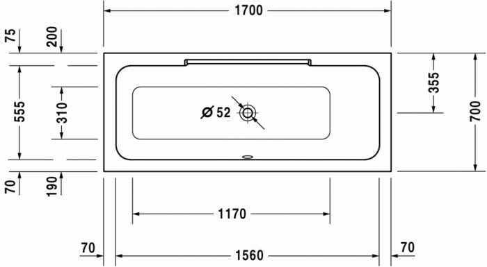 Duravit акриловая ванна 1700 х 700 c наклоном для спины справа, durastyle, 700295000000000 цвет: белый
