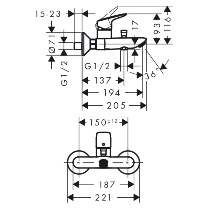 Hansgrohe смеситель для ванны, Logis, хром арт. 71400000