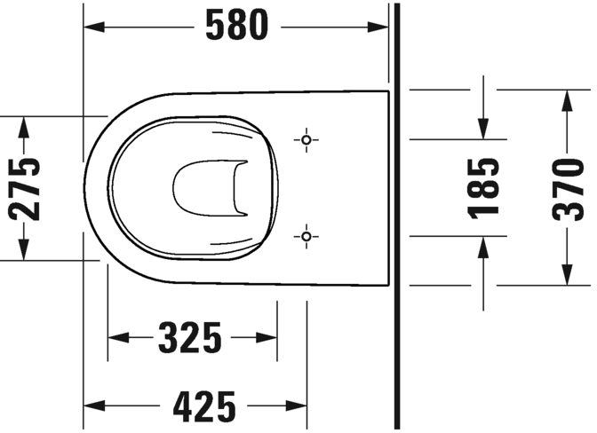 Duravit унитаз напольный пристенный rimless 370 мм х 580 мм, с вертикальным смывом, без смывного края, с креплением, d-neo, 2003090000 цвет: белый