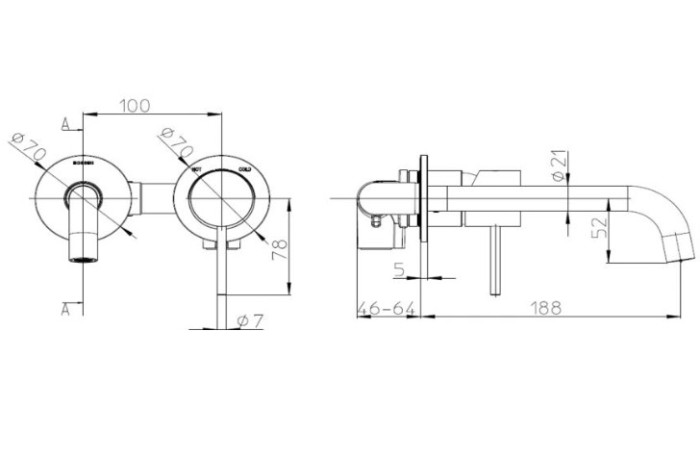 Bossini внешняя часть однорычажного смесителя для раковины без донного клапана, teo, хром арт. z00730.030
