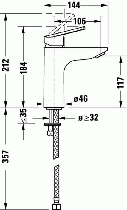 Duravit однорычажный смеситель для раковины м 184 мм, no.1, n11020002010 цвет: хром