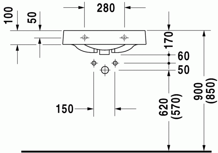Duravit раковина подвесная 57х52см, vero, 0450580008 цвет: белый