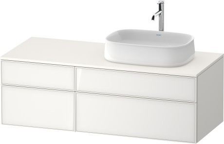 Duravit тумба подвесная с вырезом под раковину справа 550 мм х 1300 мм х 442 мм, zencha, ze4827064840000 цвет: белое стекло/белый суперматовый