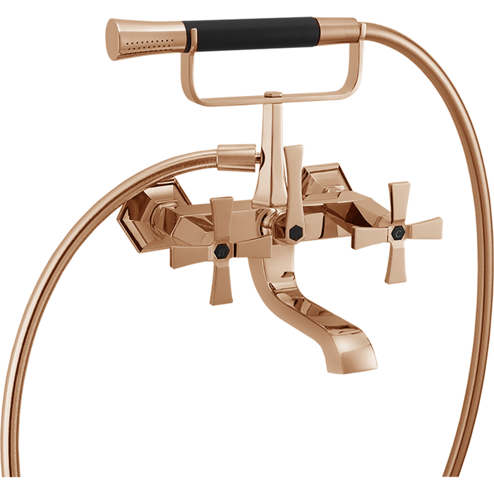 Cisal смеситель для ванны двухвентильный, с душевым комплектом cx0001007e cherie, цвет: розовое золото