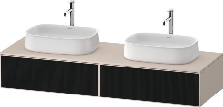 Duravit тумба подвесная под две раковины 550 мм х 1600 мм х 281 мм, zencha, ze4815b63830000 цвет: чёрное стекло/серо-коричневый суперматовый