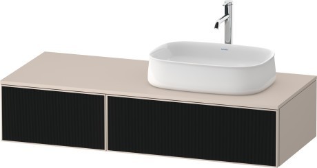 Duravit тумба подвесная с вырезом под раковину справа 550 мм х 1300 мм х 281 мм, zencha, ze4817063830000 цвет: чёрное стекло/серо-коричневый суперматовый