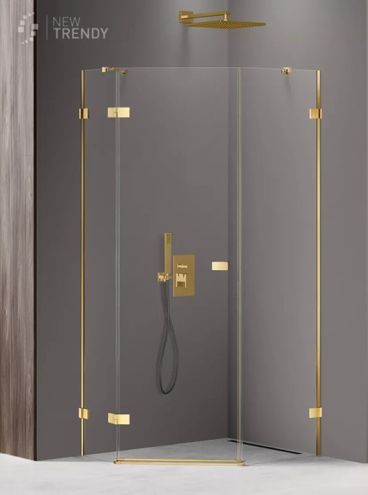Душевое ограждение shine l 100x80x200, New trendy Avexa gold, золото арт. EXK-3849