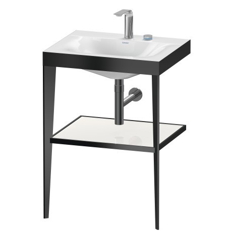 Duravit напольная консоль xviu/c-bonded 600 мм х 850 мм, с умывальником viu, xviu, xv4714eb285 цвет: черный матовый/белый глянцевый лак
