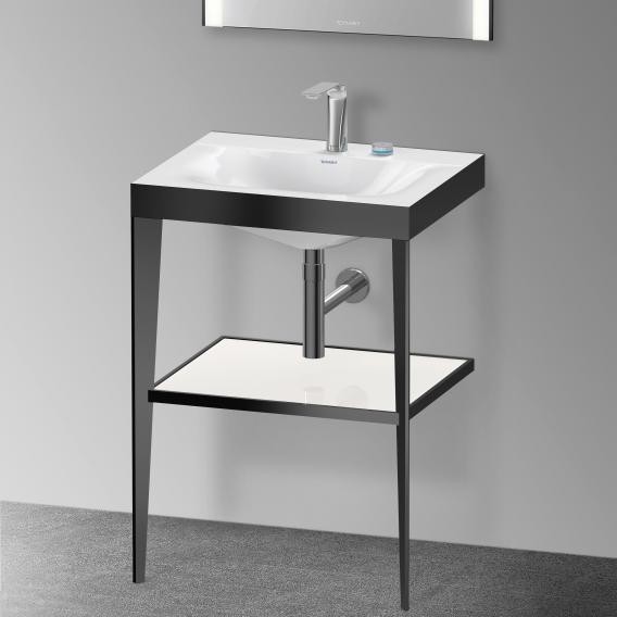 Duravit напольная консоль xviu/c-bonded 600 мм х 850 мм, с умывальником viu, xviu, xv4714eb285 цвет: черный матовый/белый глянцевый лак
