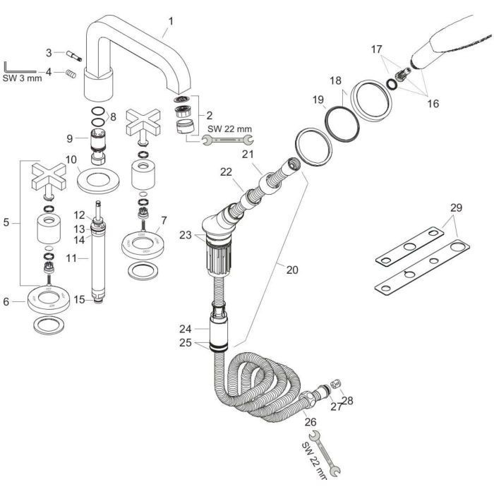 AXOR смеситель на край ванны, с душем, Citterio, черный арт. 39445340