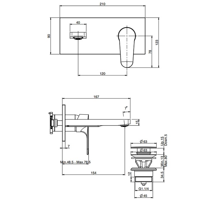 Fima Carlo Frattini cмеситель для раковины, встраиваемый, излив: 15.4см., serie 22, хром арт. f3830wx5cr