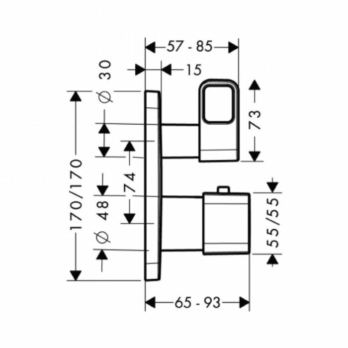 AXOR термостат с запорным/переключающим вентилем hansgrohe, Urquiola, хром арт. 11733000