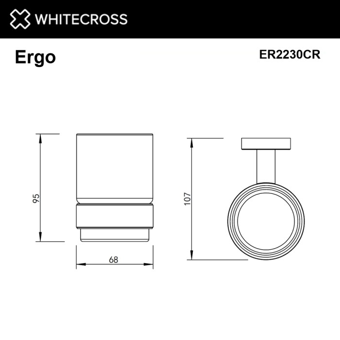 Стакан для зубных щеток, подвесной, Whitecross Ergo chrome, хром арт. ER2230CR