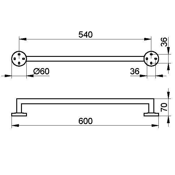 Keuco держатель для полотенца 60 см, edition 90, хром арт. 19001 010600