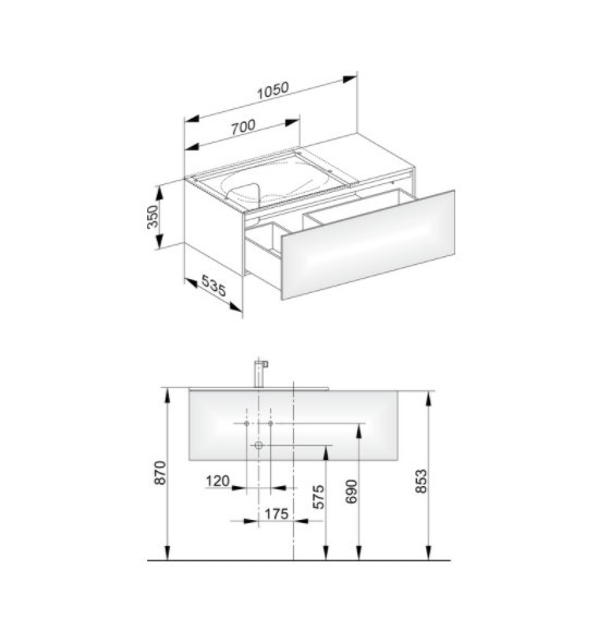 Keuco тумба подвесная под раковину слева с одним выдвижным фронтом, edition 11, табачный дуб арт. 31153 850000