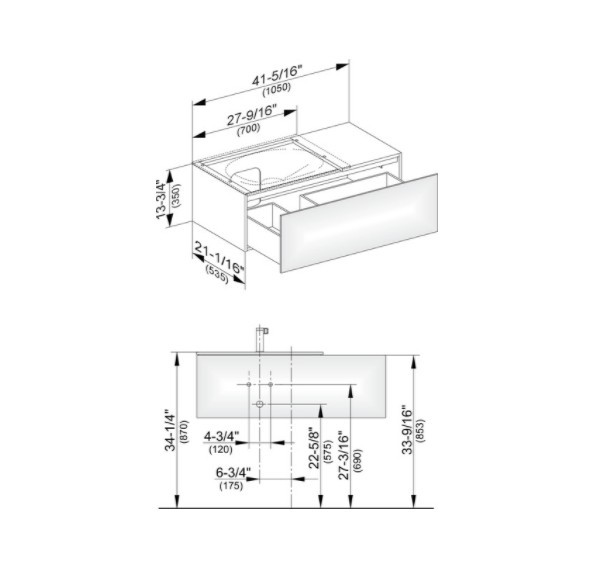 Keuco тумба подвесная под раковину слева с одним выдвижным фронтом, edition 11, табачный дуб арт. 31153 850000