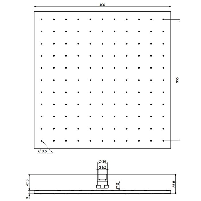 Fima Carlo Frattini верхний душ 40х40см., потолочный/настенный soffioni, чёрный арт. f2639/2ns