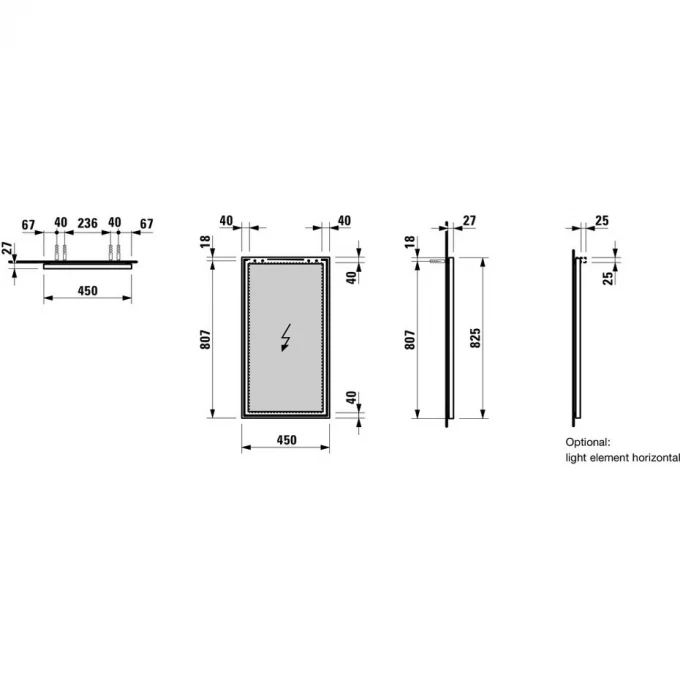 LAUFEN зеркало 25, FRAME - 4.4740.0.900.144.1