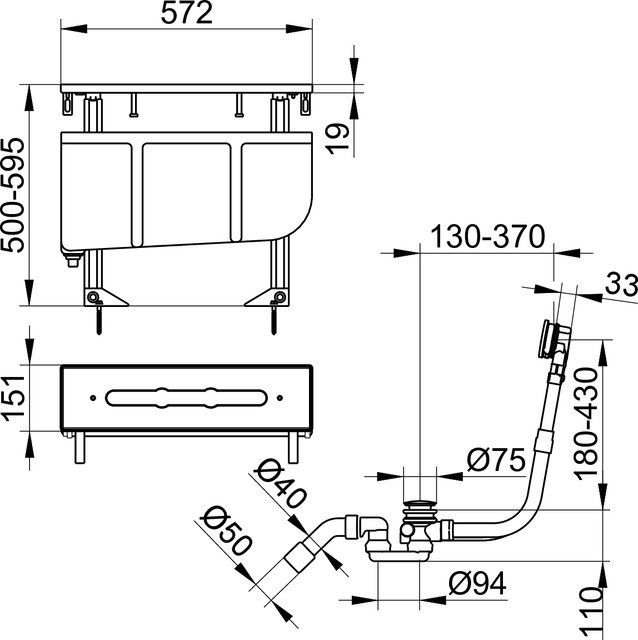 Keuco монтажный блок для смесителя на 3 отверстия на борт ванны, edition 11, арт. 51130 000075
