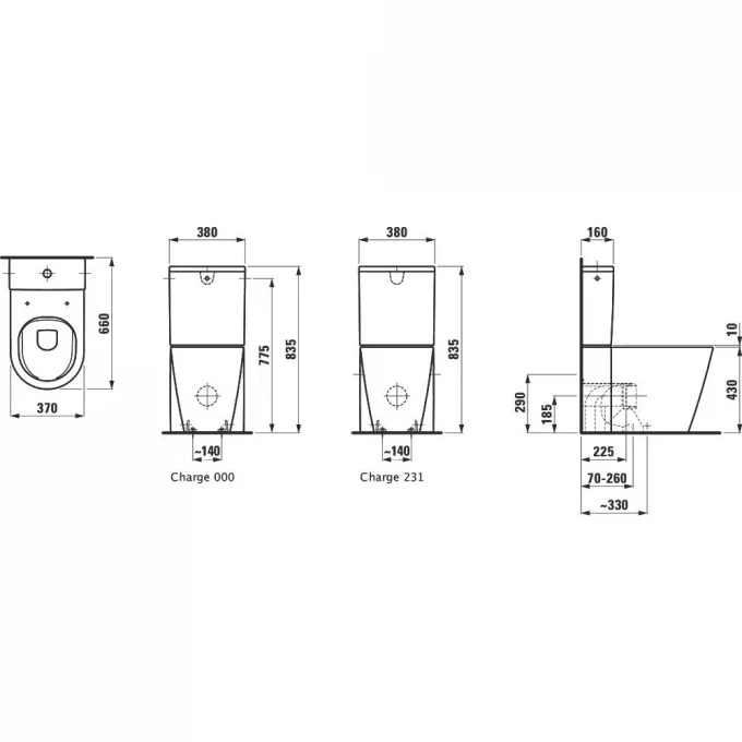 LAUFEN унитаз компакт без бачка и сиденья, KARTELL - 8.2433.7.000.000.1