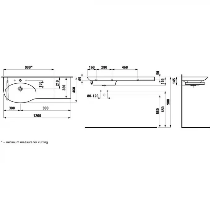 LAUFEN раковина асимметричная 120х46 правая, PALACE - 8.1670.6.000.104.1