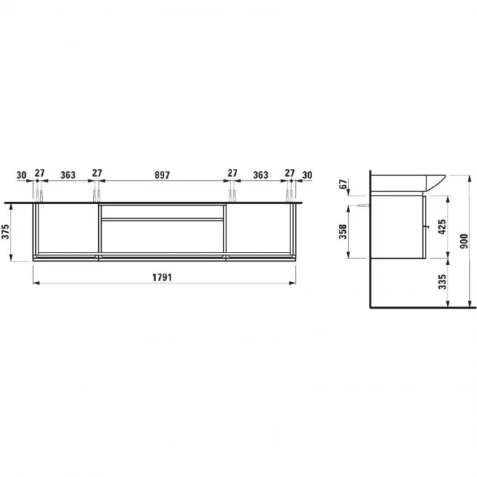 LAUFEN тумба под раковину, CASE - 4.0140.2.075.548.1