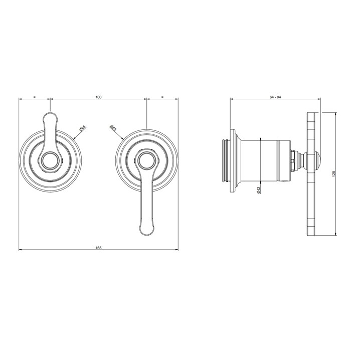 Gessi Смеситель встраиваемый, однорычажный, с переключателем на 2 положения, внешняя часть, Venti20, 65038#031 цвет: хром