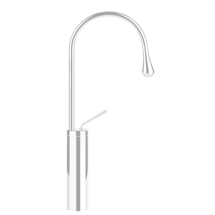 Gessi Смеситель для раковины на 1 отверстие, высокий, излив 174мм R=90, с фиксированным носиком, Goccia, 33809#279 цвет: белый