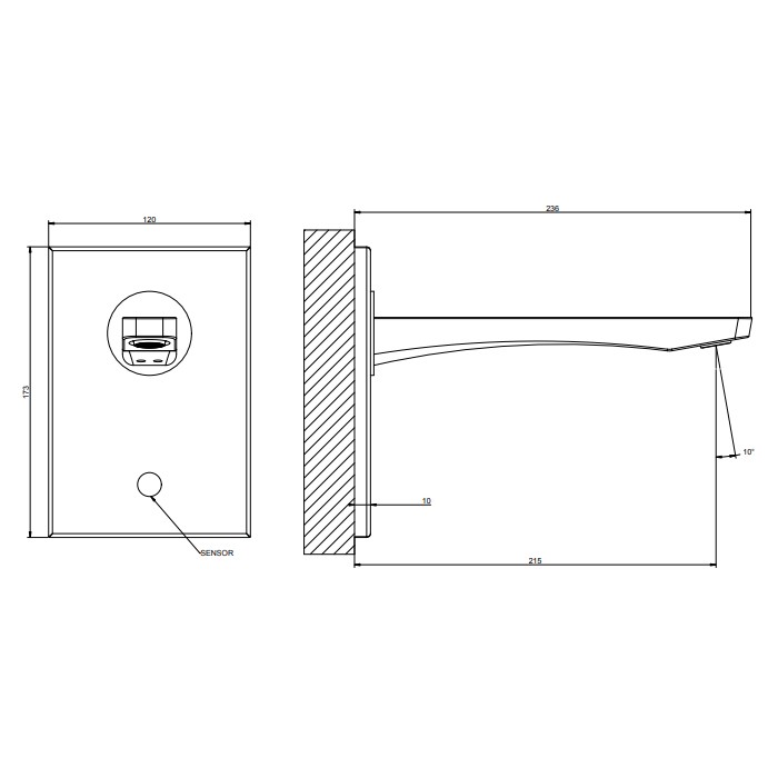 Gessi Смеситель для раковины, настенный, электронный, Rilievo, 59107#031 цвет: хром