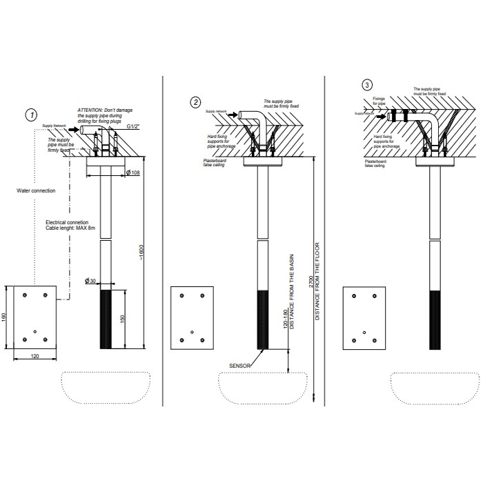 Gessi Смеситель для раковины, потолочный, электронный, 316, 54424#239 цвет: steel brushed